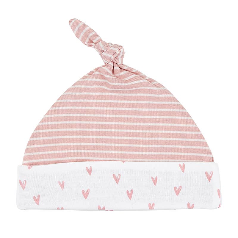 NWB Pink Heart Stripe Knit Hat