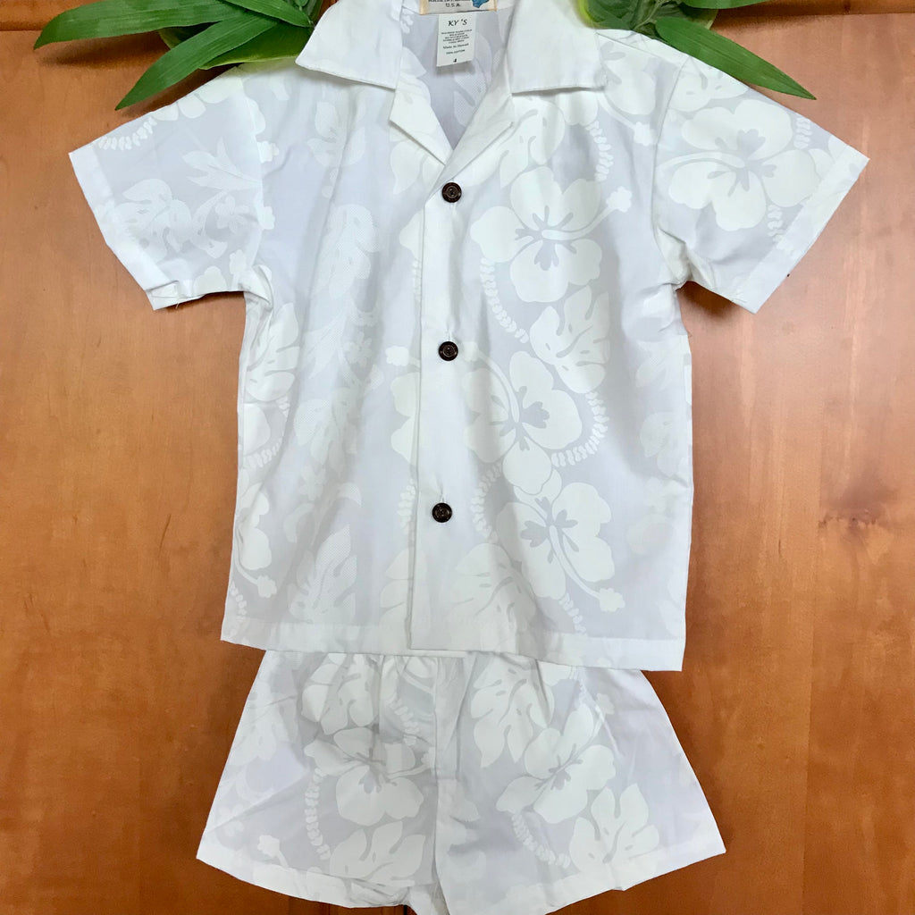Cream Hibiscus Aloha Suit